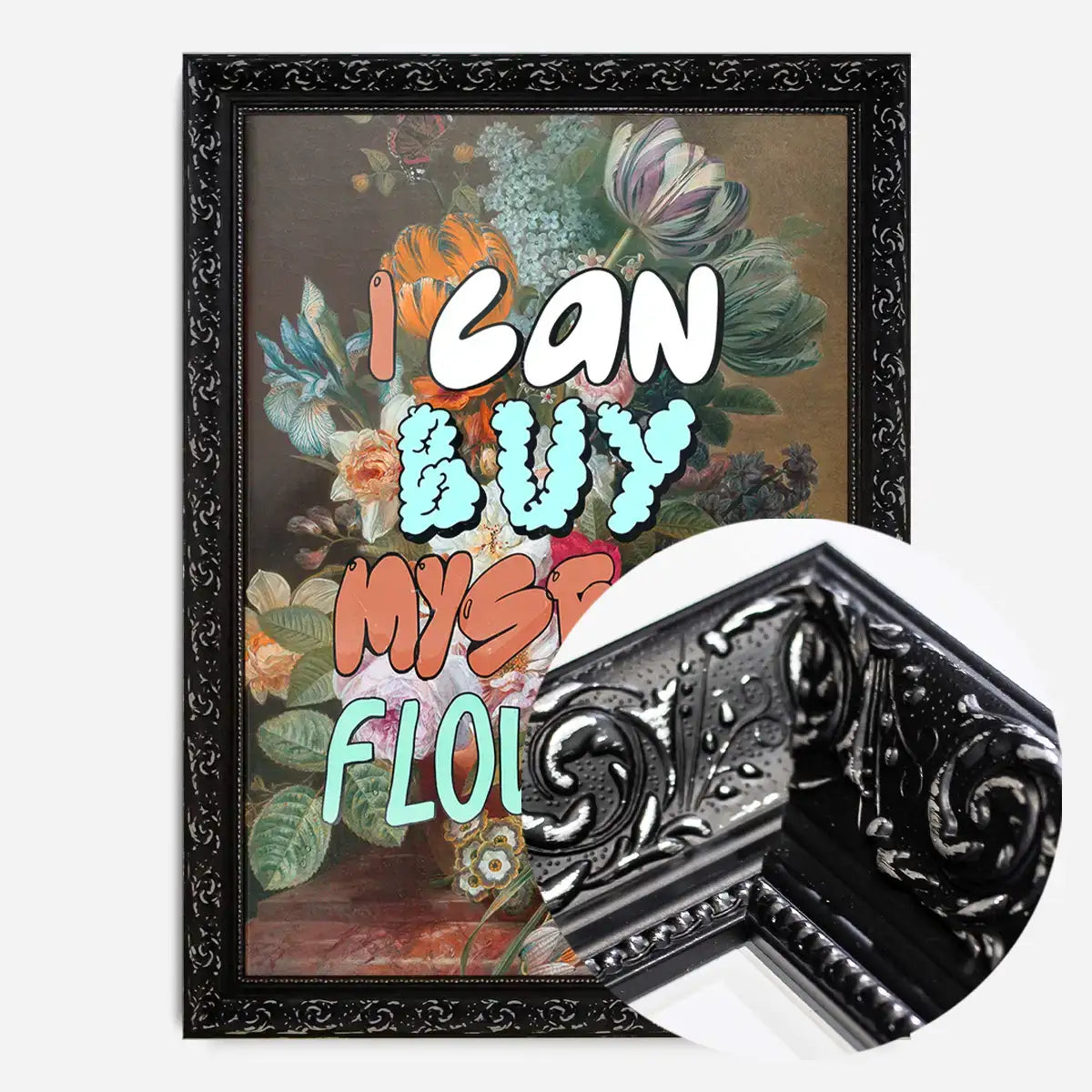 I can buy myself flowers graffiti style lyrics quirky painting print