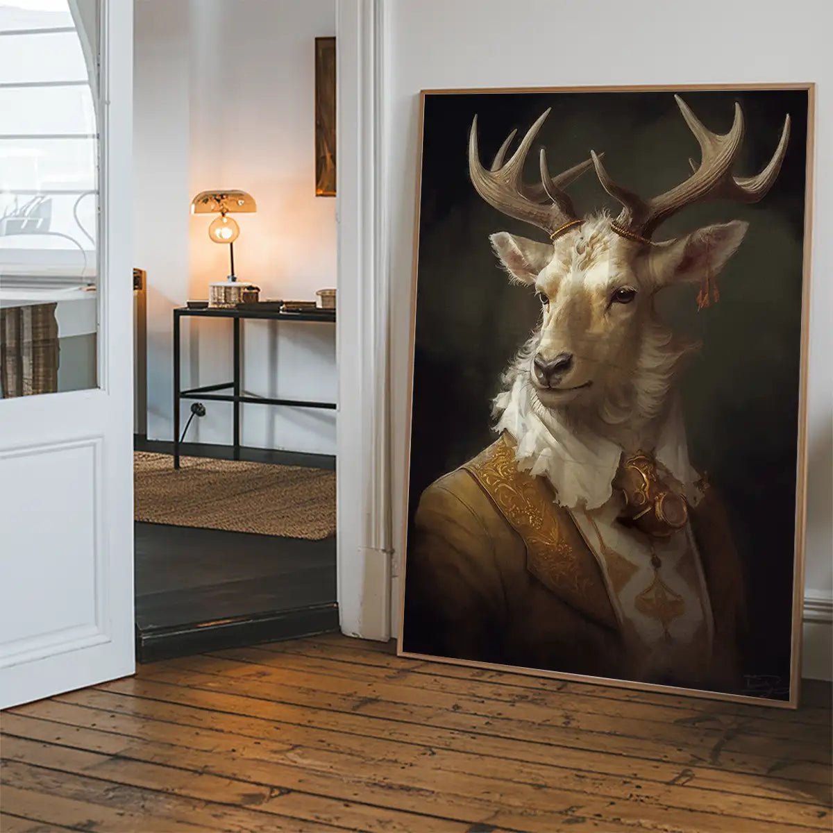 White Stag Deer Animal Portrait Print