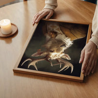 White Stag Deer Animal Portrait Print