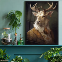 White Stag Deer Animal Portrait Print