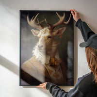 White Stag Deer Animal Portrait Print