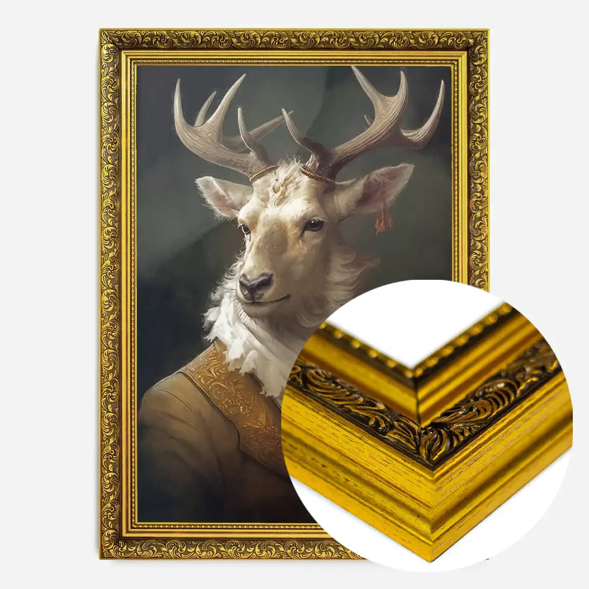 White Stag Deer Animal Portrait Print