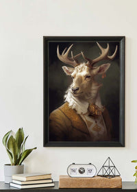 White Stag Deer Animal Portrait Print