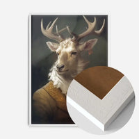 White Stag Deer Animal Portrait Print