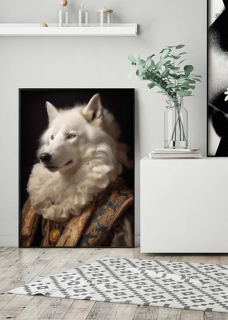 White Wolf Animal Portrait Print