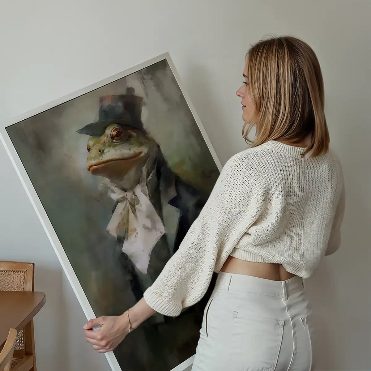 Frog Head Painting Renaissance Style Portrait
