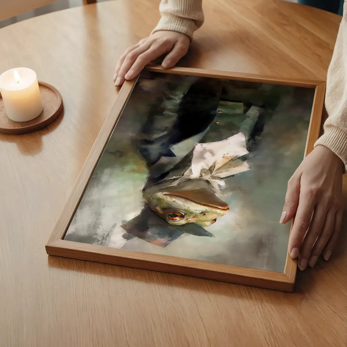 Frog Head Painting Renaissance Style Portrait