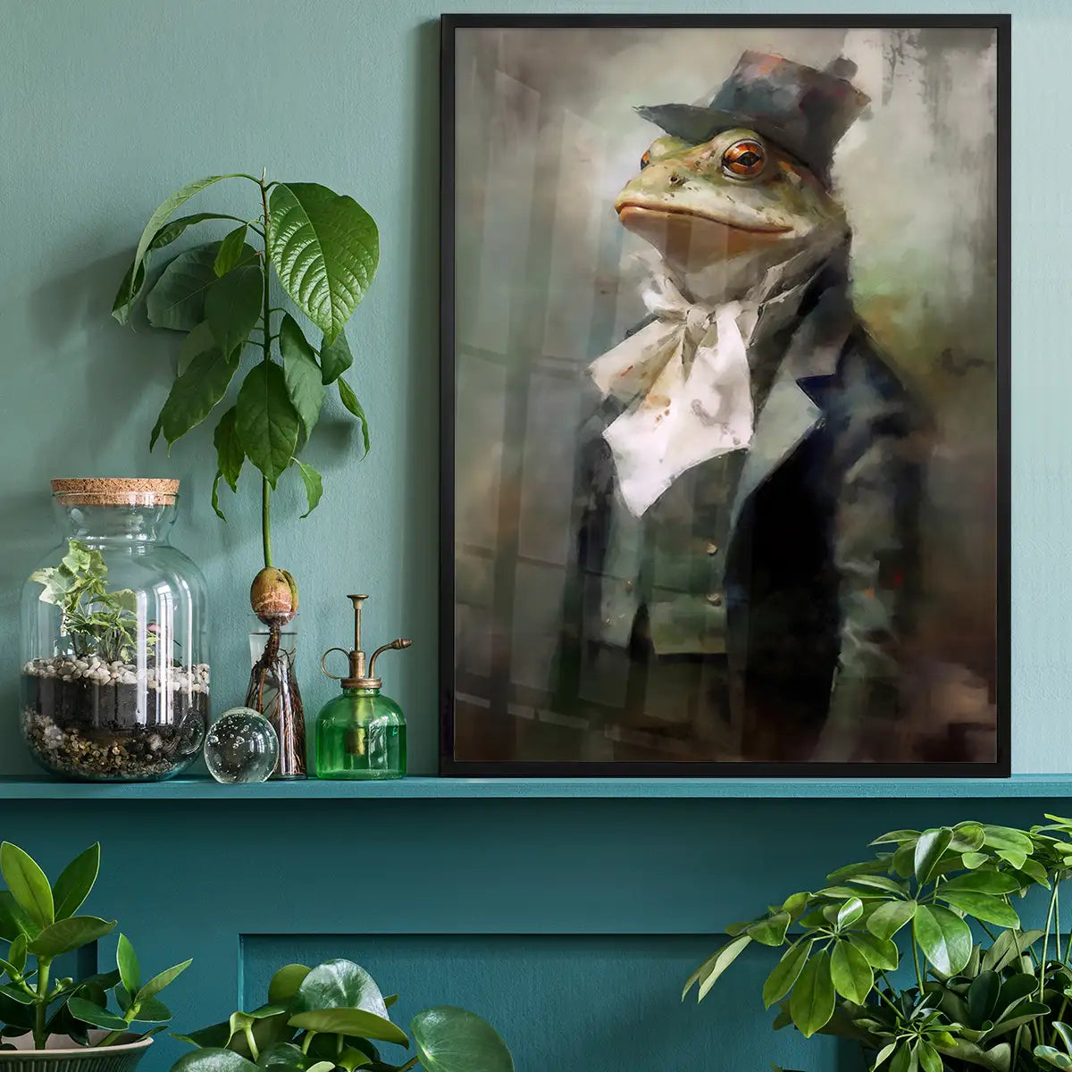 Frog Head Painting Renaissance Style Portrait