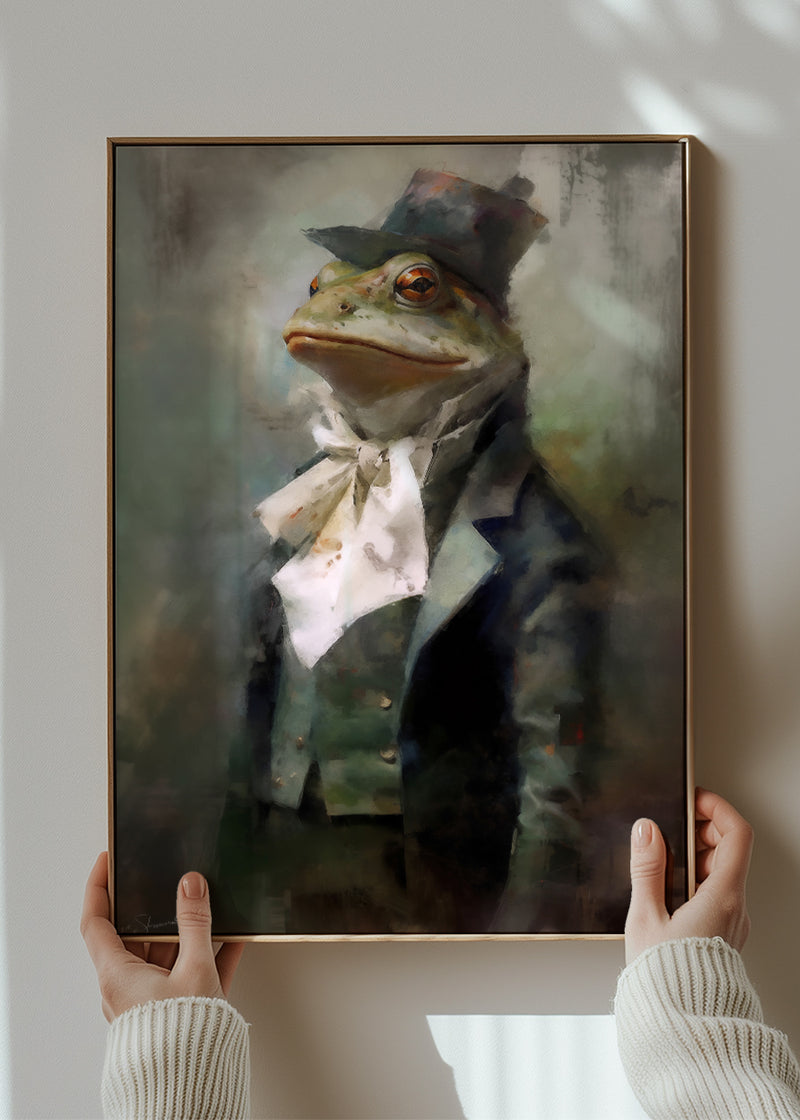 Frog Head Painting Renaissance Style Portrait