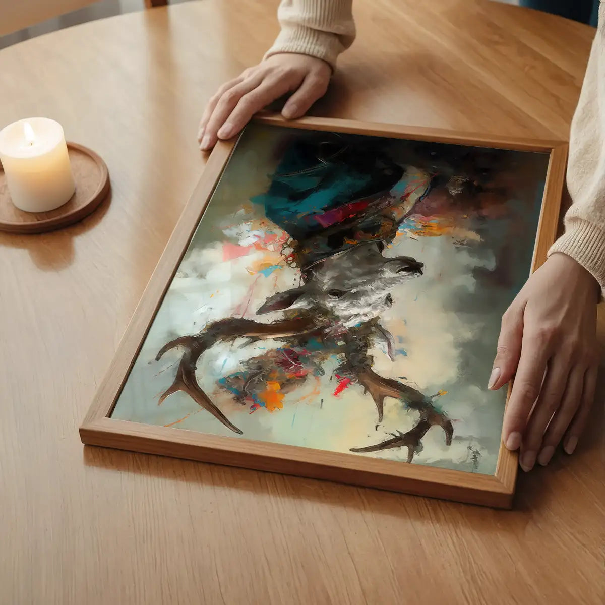 Stag Painting Renaissance Style Portrait