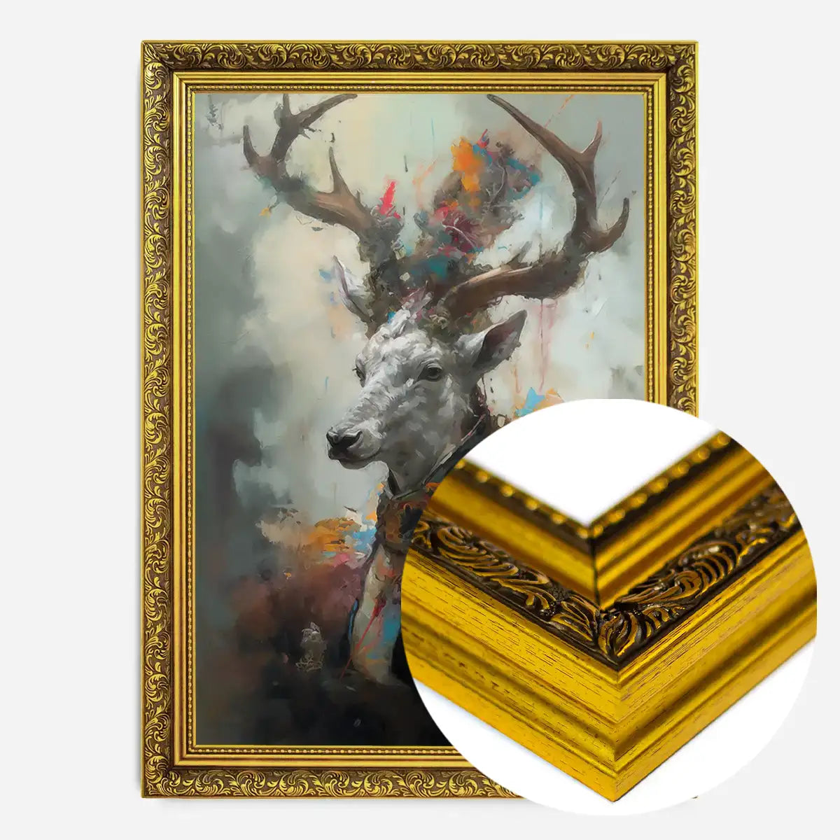 Stag Painting Renaissance Style Portrait