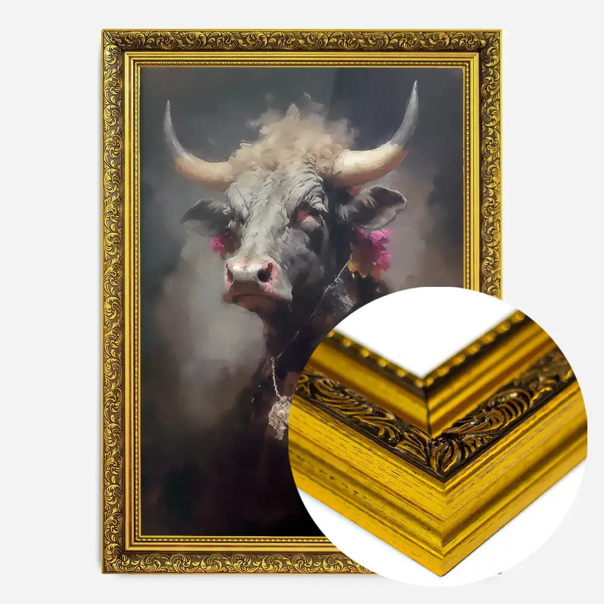 Bull Painting Renaissance Style Portrait