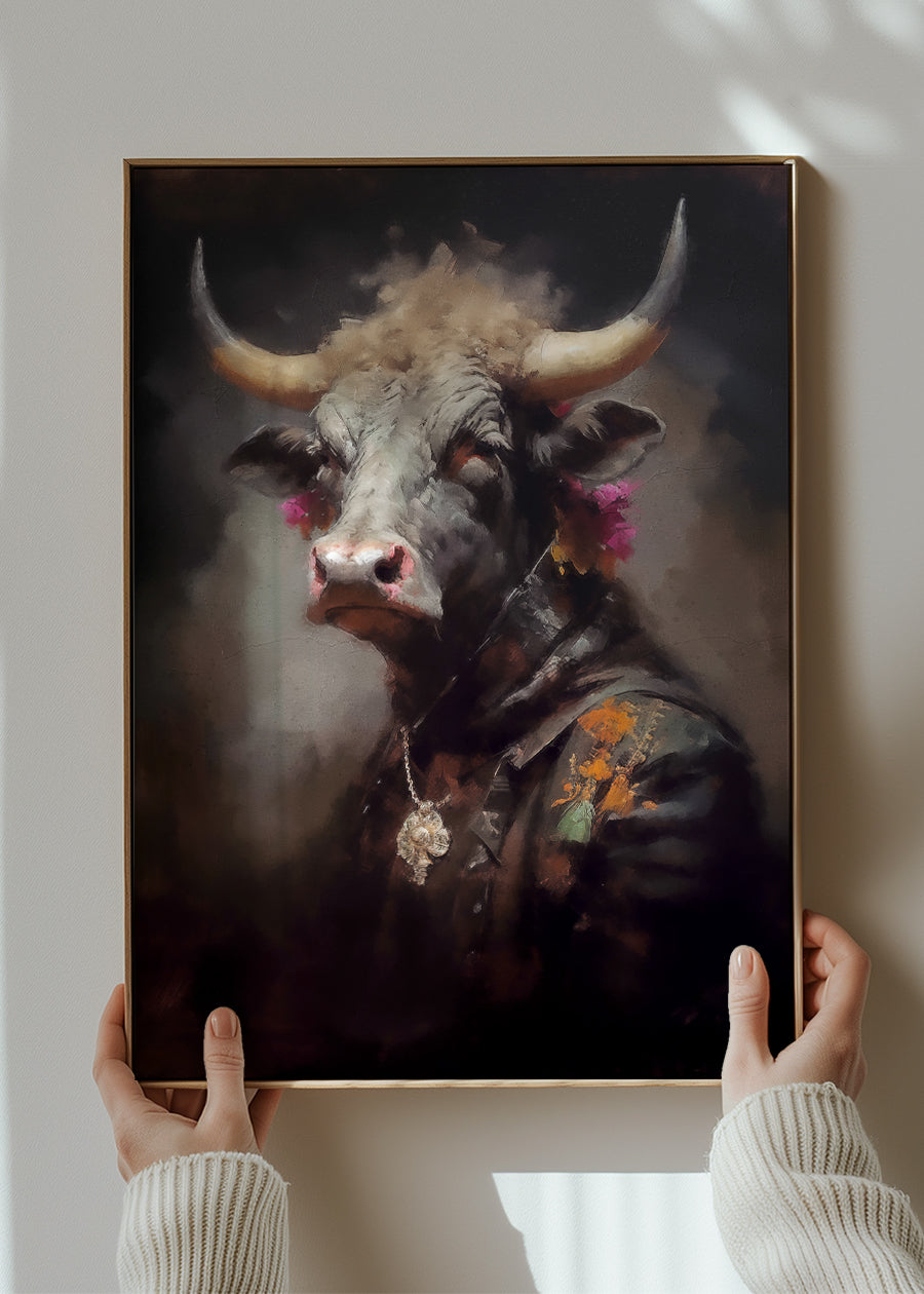 Bull Painting Renaissance Style Portrait