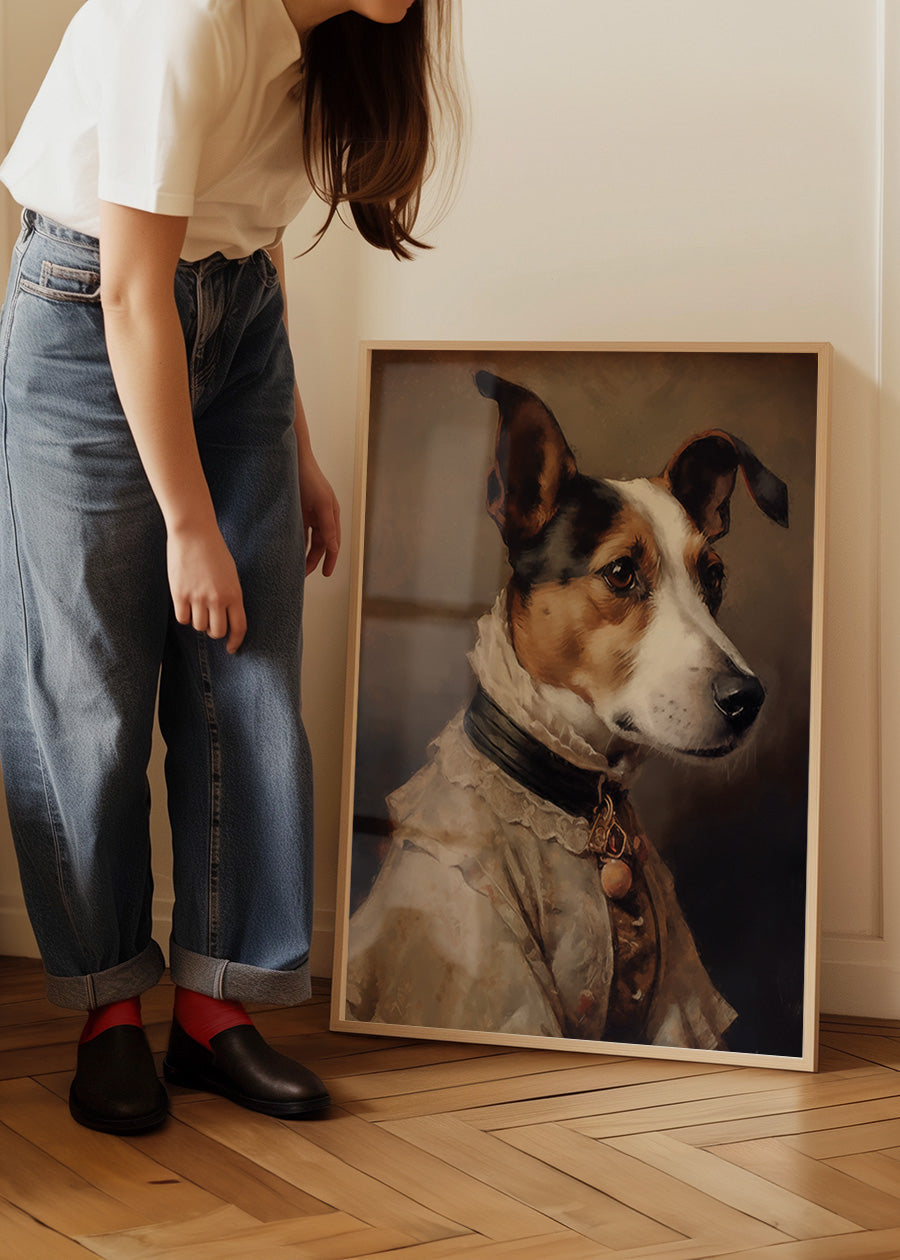 Jack Russell Black & Tan Dog Portrait Print