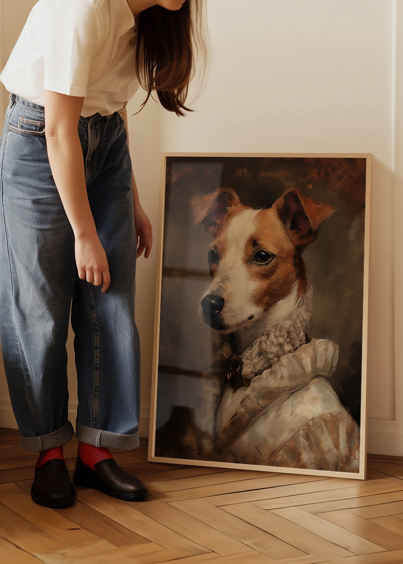 Jack Russell Tan & White Dog Portrait Print