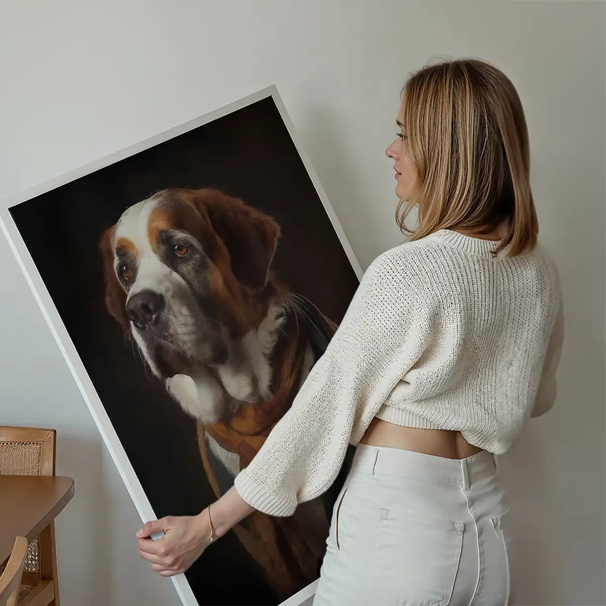 St Bernard Dog Portrait Print