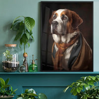 St Bernard Dog Portrait Print
