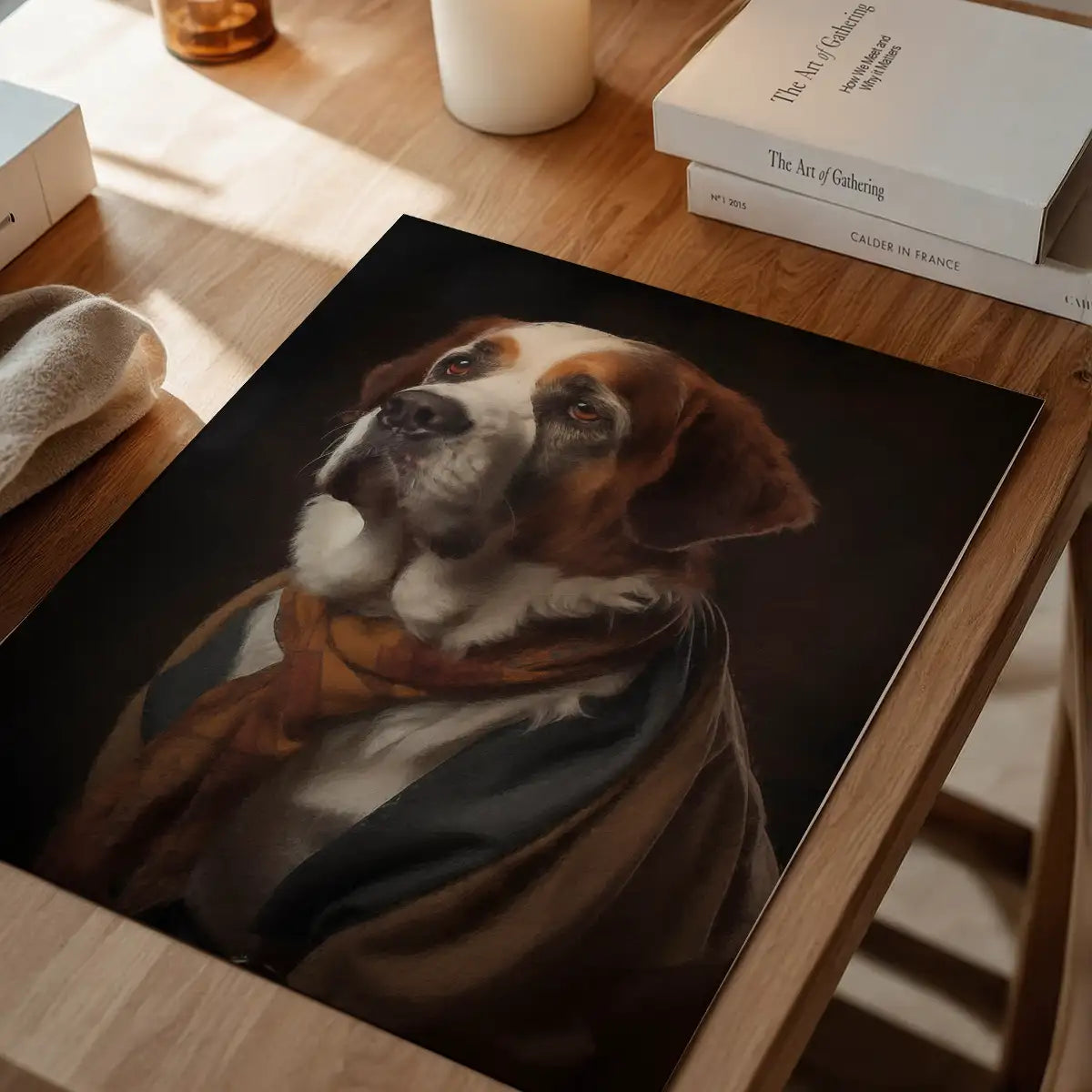 St Bernard Dog Portrait Print