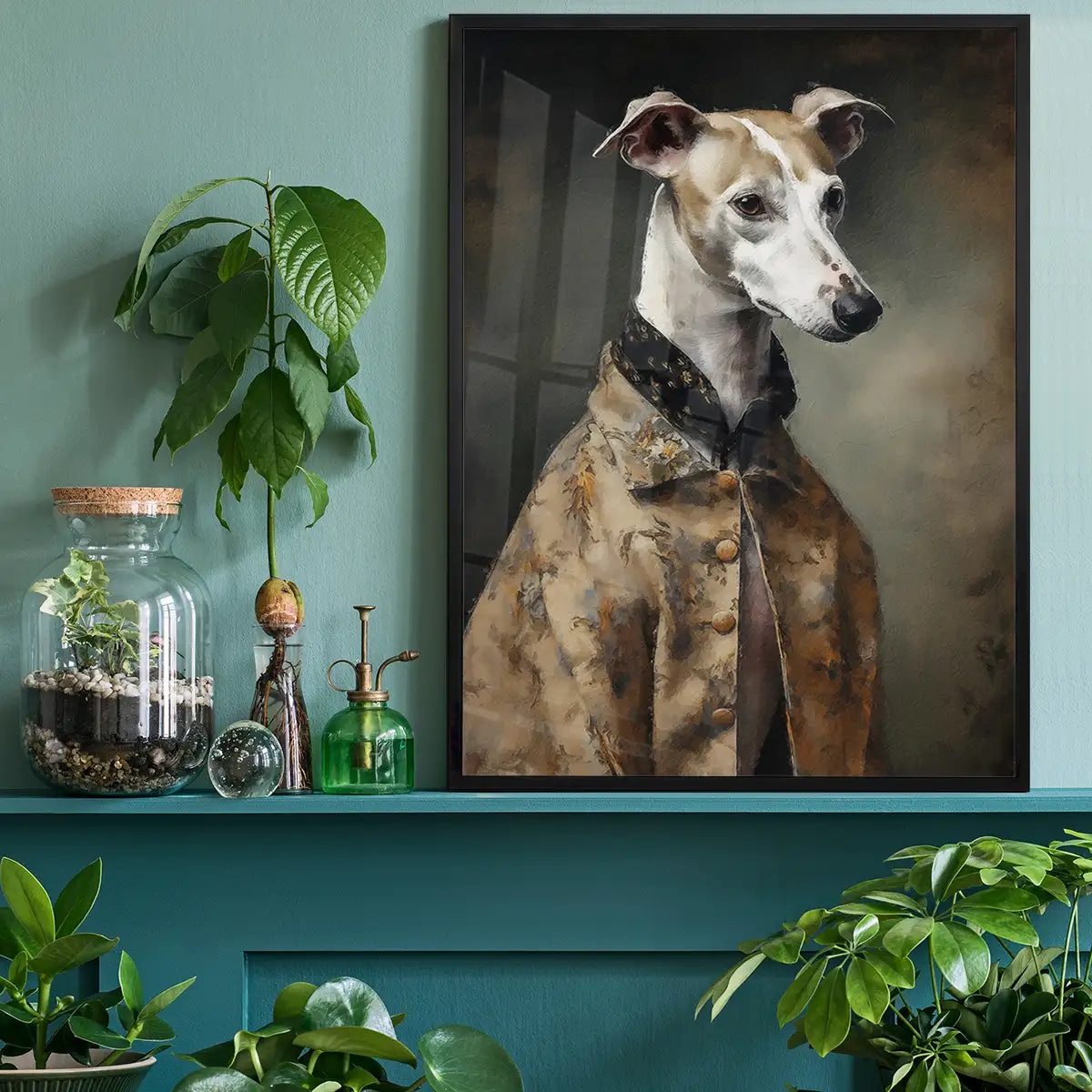 Whippet Dog Portrait Print