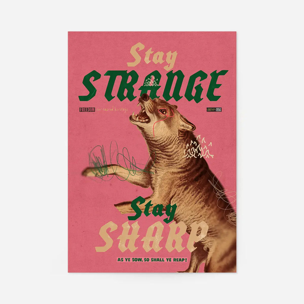Stay Sharp Wolf Design Poster Print