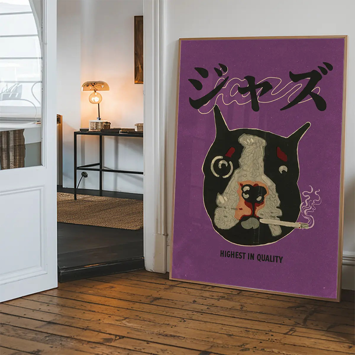 Japanese Jazz Boston Terrier Poster Print