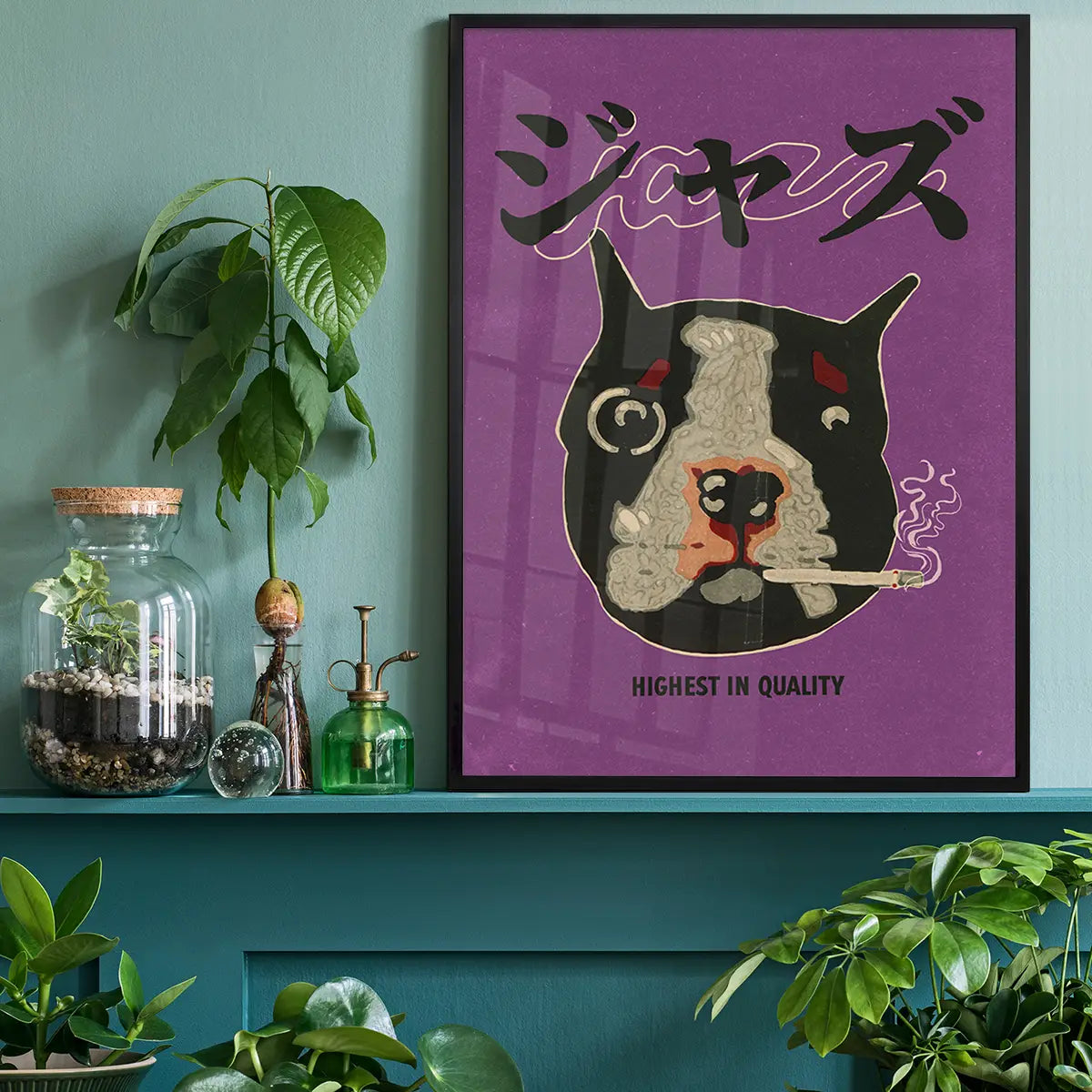 Japanese Jazz Boston Terrier Poster Print