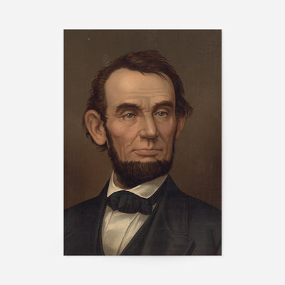 Abraham Lincoln (1877) vintage portrait print of a bearded man in a dark coat and bow tie