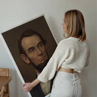 Abraham Lincoln (1877) abraham lincoln portrait print displayed on a living room wall