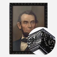 vintage gentleman portrait print in a black ornate frame, side profile
