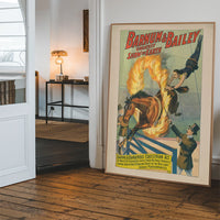 The print hung in a hallway as retro circus wall art