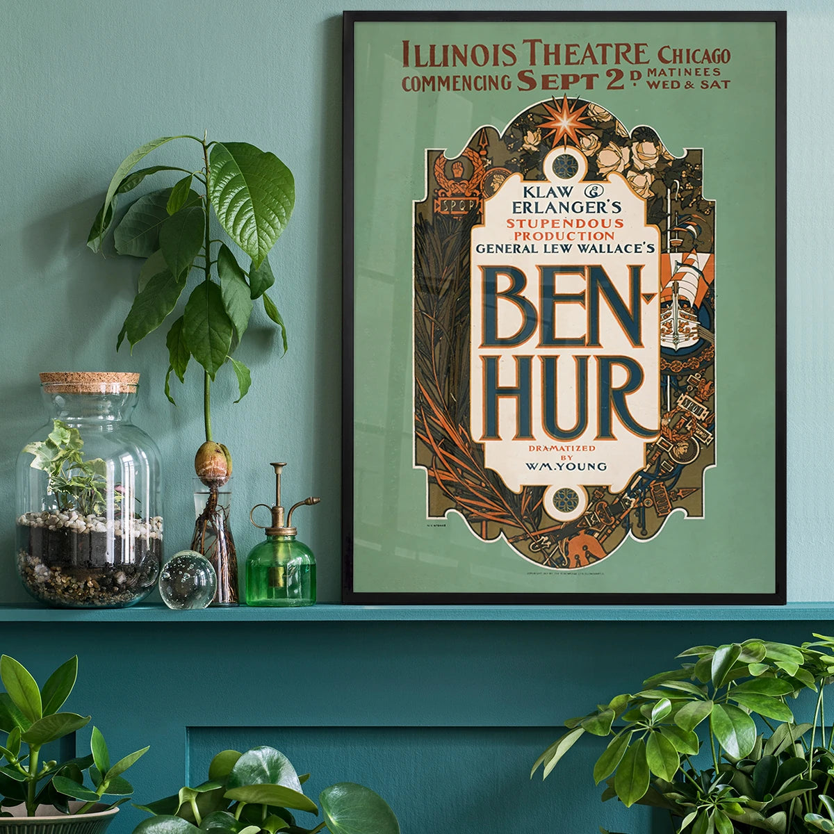 Ben-Hur vintage poster print on the wall of a home office