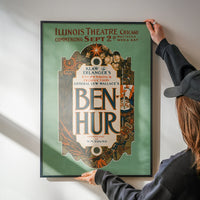 Framed vintage theatre poster print in a kitchen setting