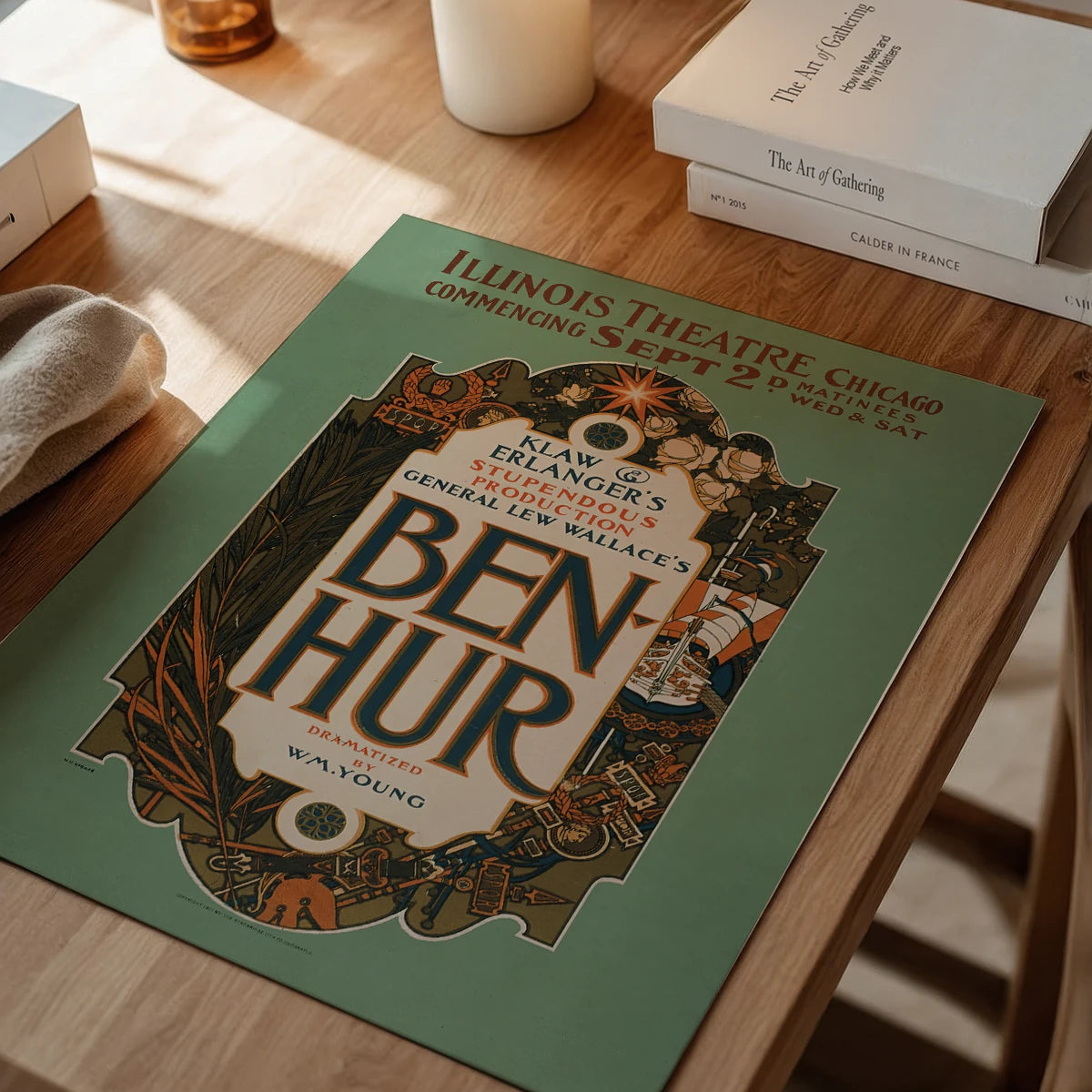 Ben-Hur vintage theatre poster wall art in a dining room