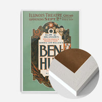 vintage Ben-Hur theatre poster print in a white wood frame, side profile