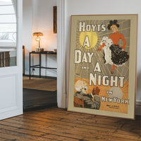 Retro 1898 stage poster artwork hung in a hallway