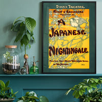 Vintage nightingale theatre poster framed in a home office