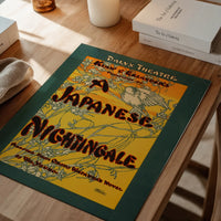 Japanese nightingale 1903 print displayed in a dining room