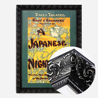 vintage nightingale theatre poster print in a black ornate frame, side profile