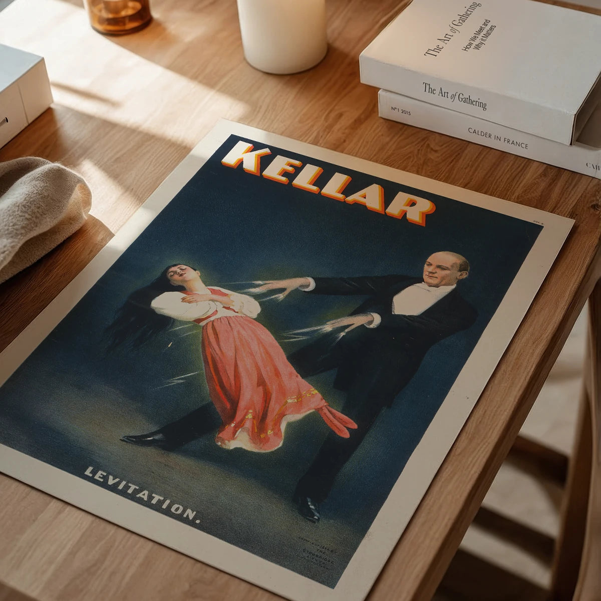 Kellar magician poster as a statement piece in a dining room