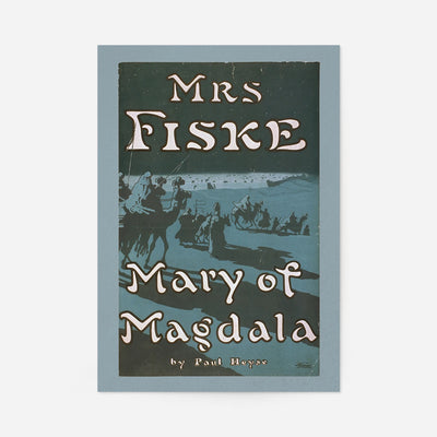 Mary of Magdala vintage theatre poster print with silhouetted desert caravan and decorative typography