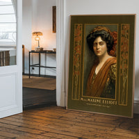 Miss Maxine Elliott (1905) framed portrait art in a hallway