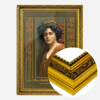 vintage actress portrait print in a gold ornate frame, side profile