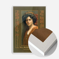 vintage actress portrait print in a white wood frame, side profile
