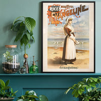 Vintage Evangeline theatre poster framed in a home office
