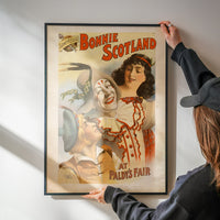 Retro Bonnie Scotland poster artwork on a kitchen wall