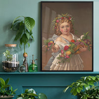 Spring Beauties floral portrait as wall art in a home office
