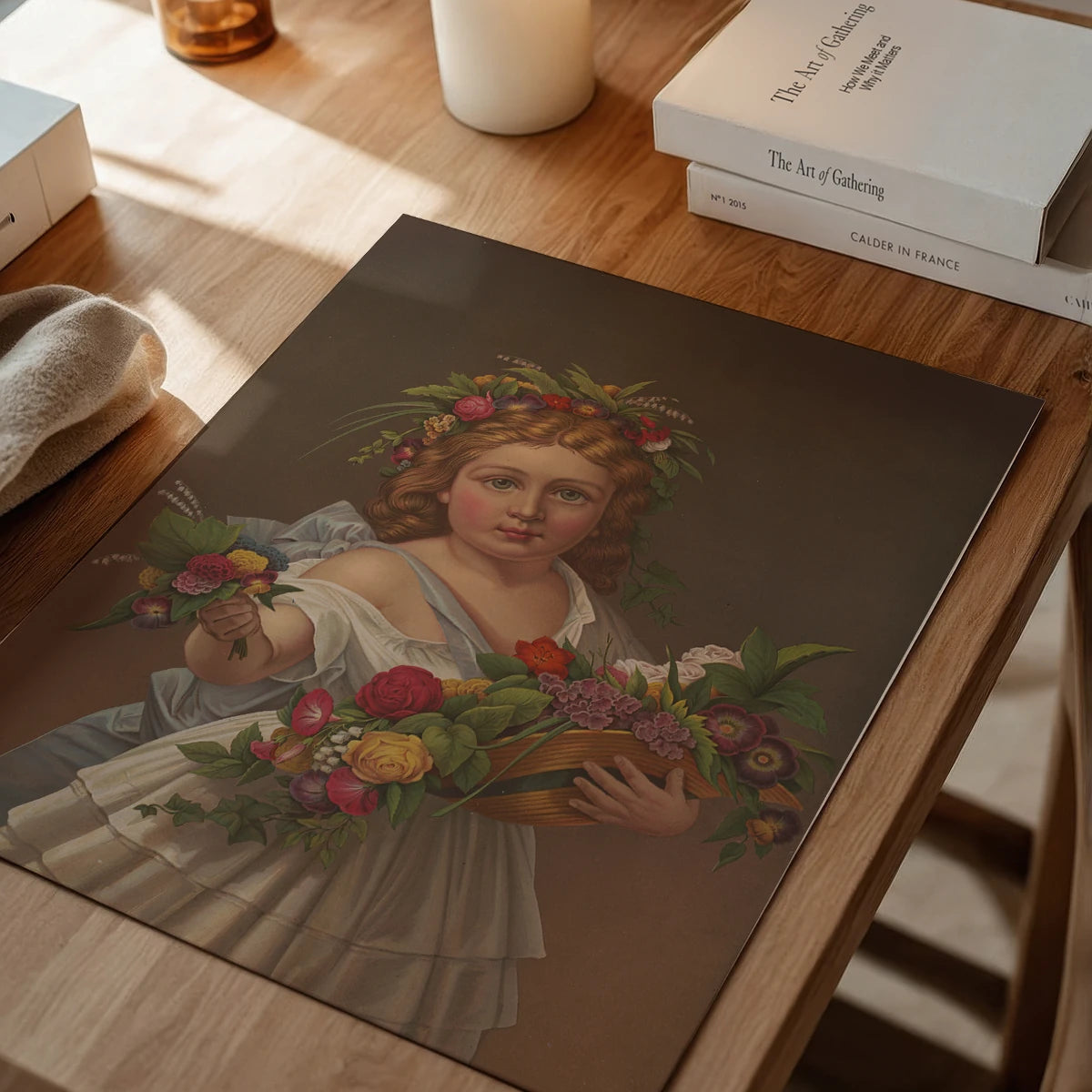 Spring Beauties vintage flower portrait in a dining room setting
