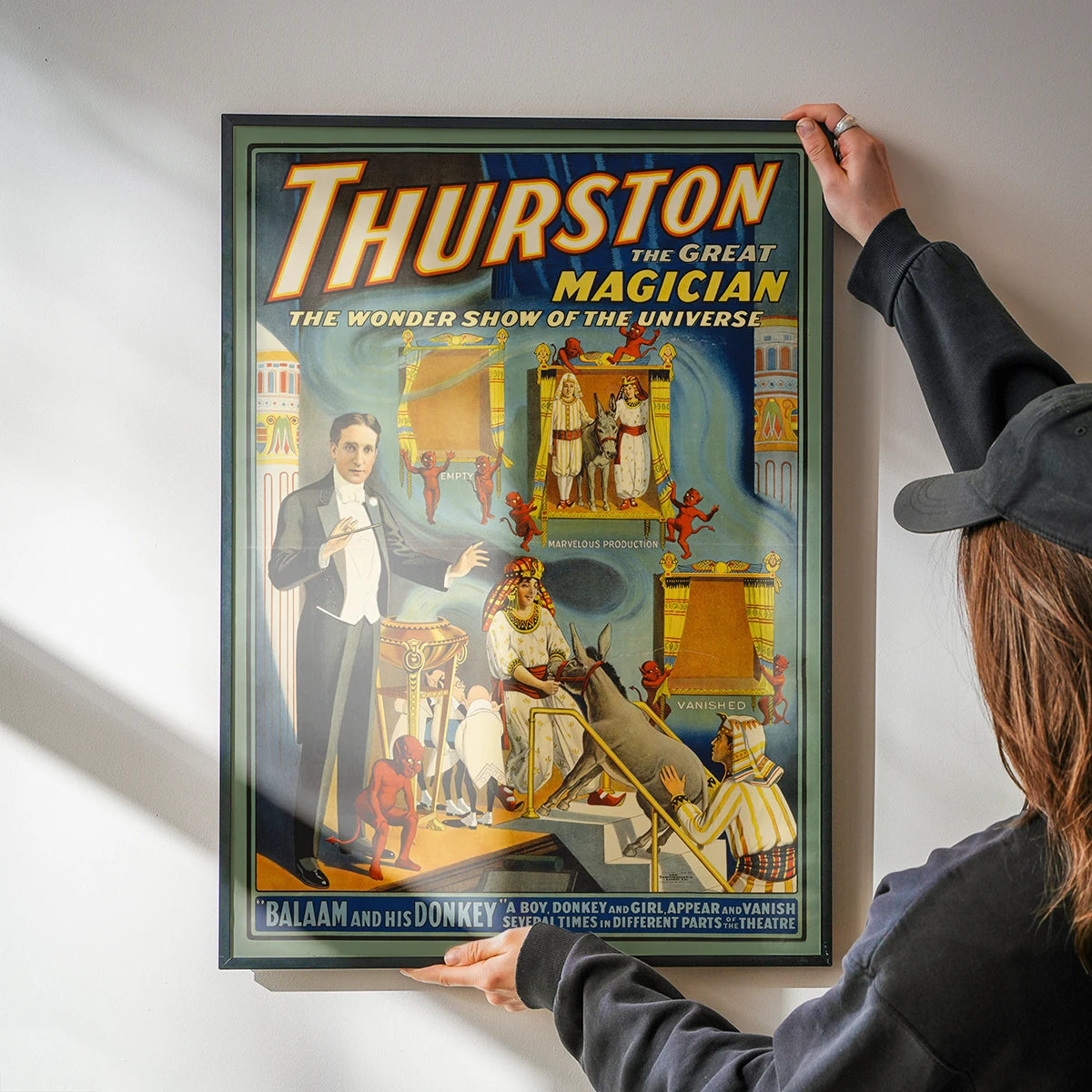 Vintage magician theatre poster in a kitchen