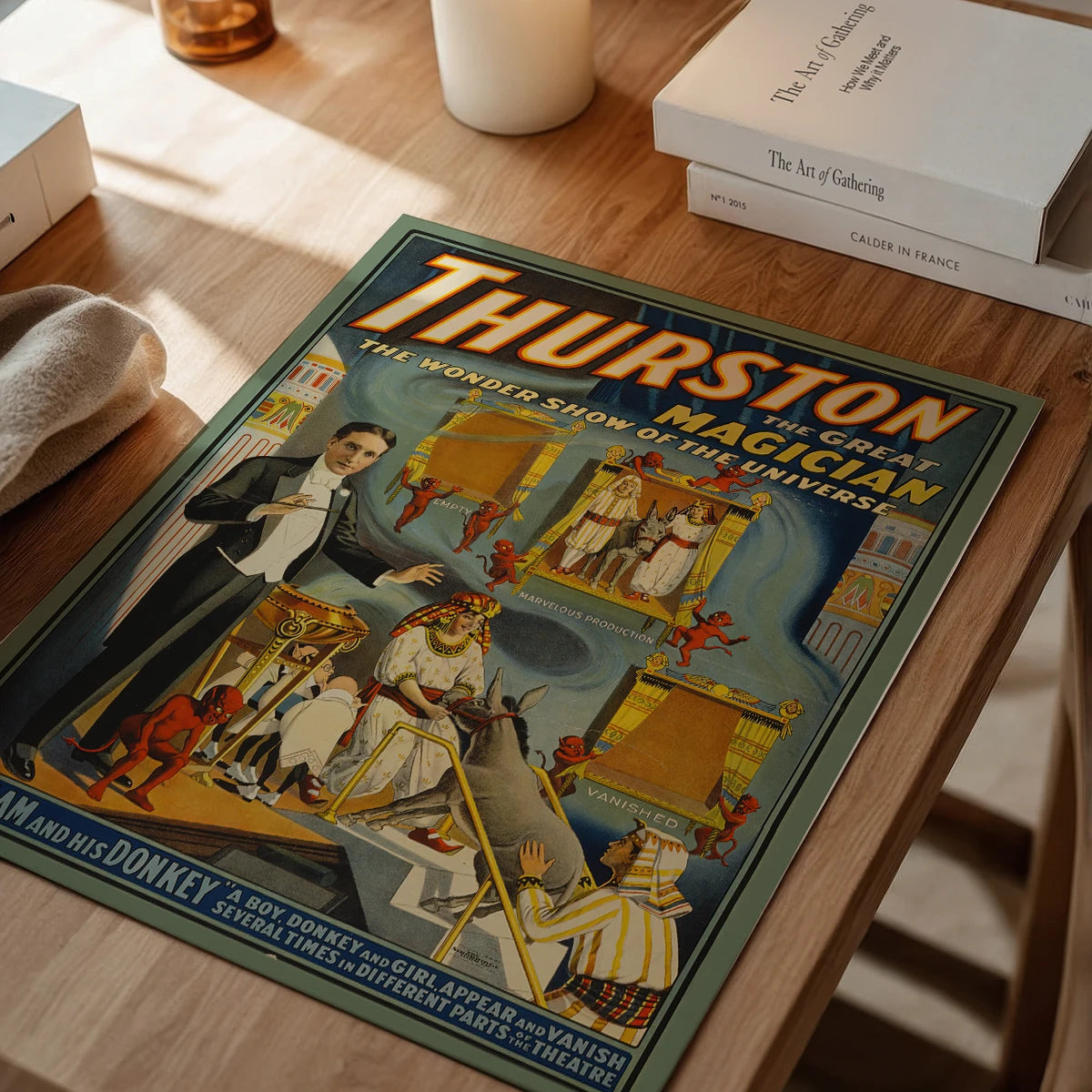 Thurston the Great Magician poster on a dining room wall