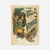 Venice at Olympia vintage theatre poster print with two star-crowned women and ornate lettering